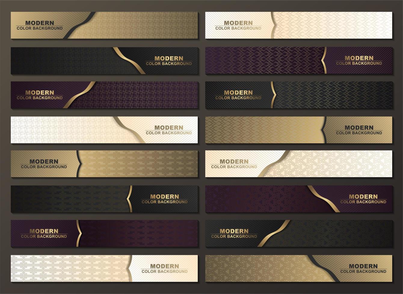 Luxury horizontal patterned banner set with gold accents vector