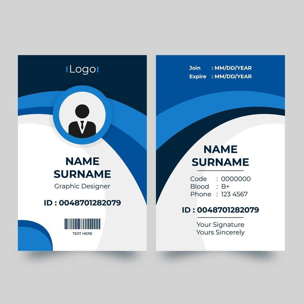 Vertical ID card with blue dynamic curve design 1085806 Vector Art at