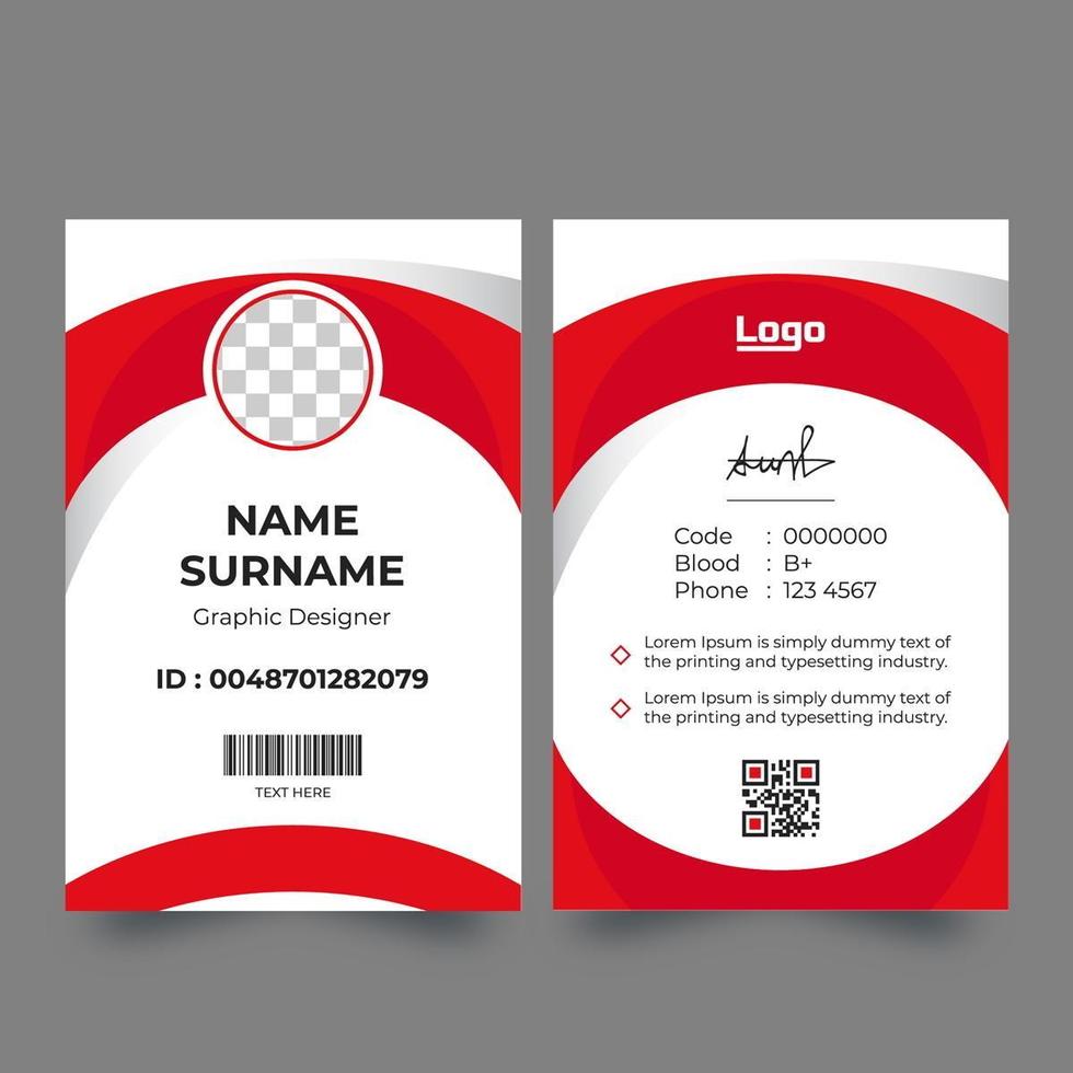 tarjeta de identificación de diseño de círculo rojo y blanco vector