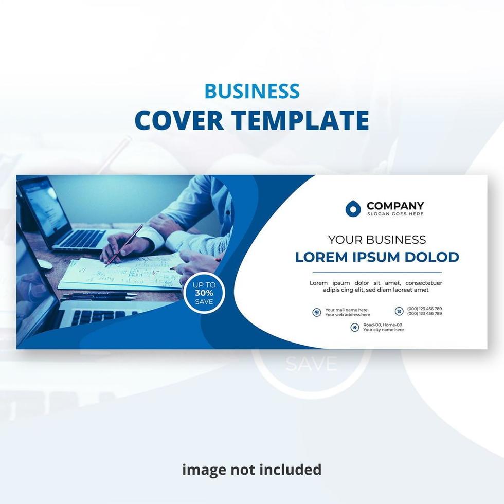 Blue and white business social media cover template vector