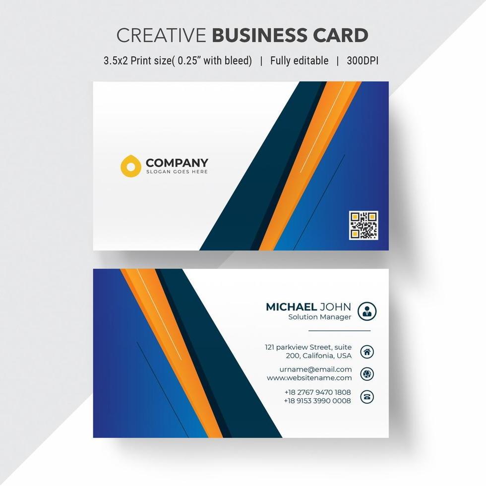 Blue and orange angle design business card vector