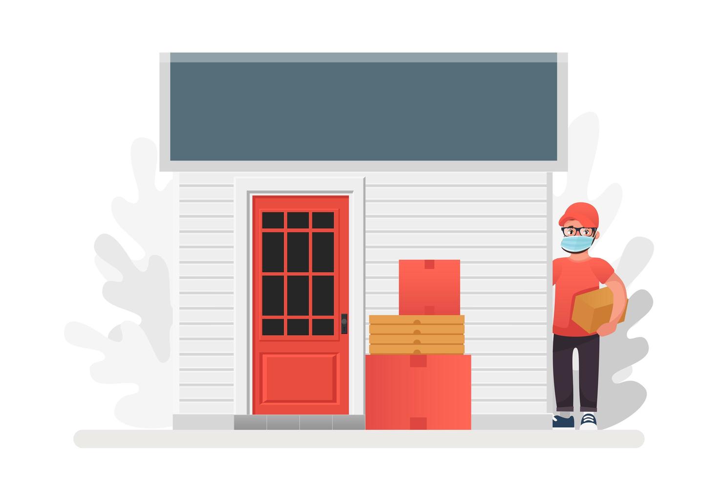 Man performing no contact delivery service vector