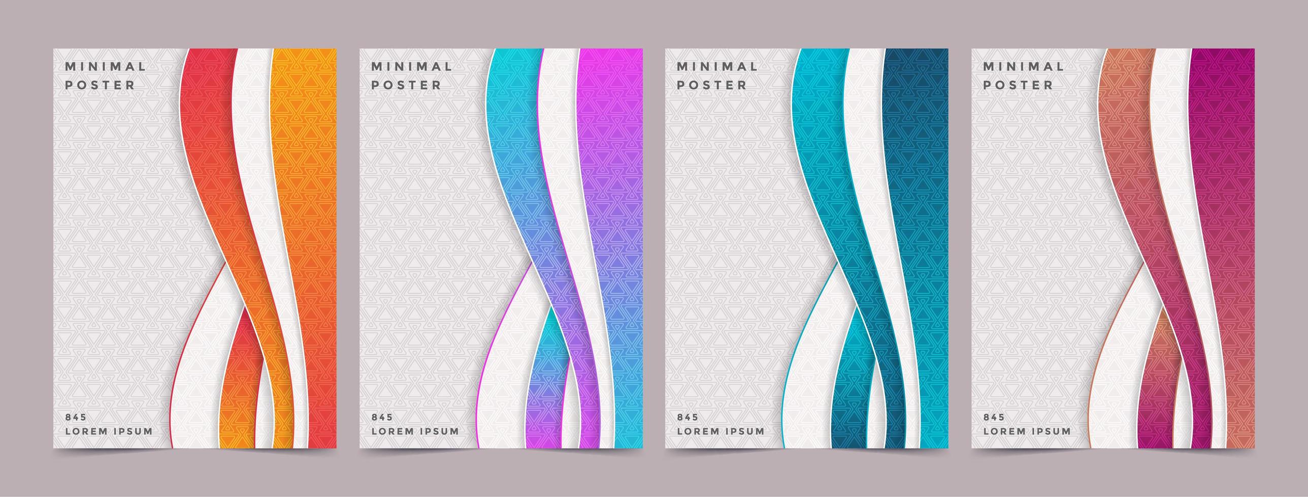 Modern vertical layered wave style patterned covers vector