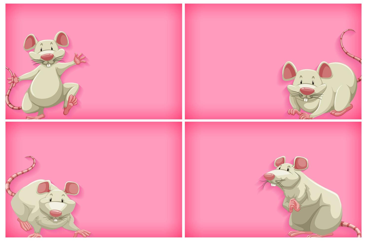 Pink background template set with white mouse  vector