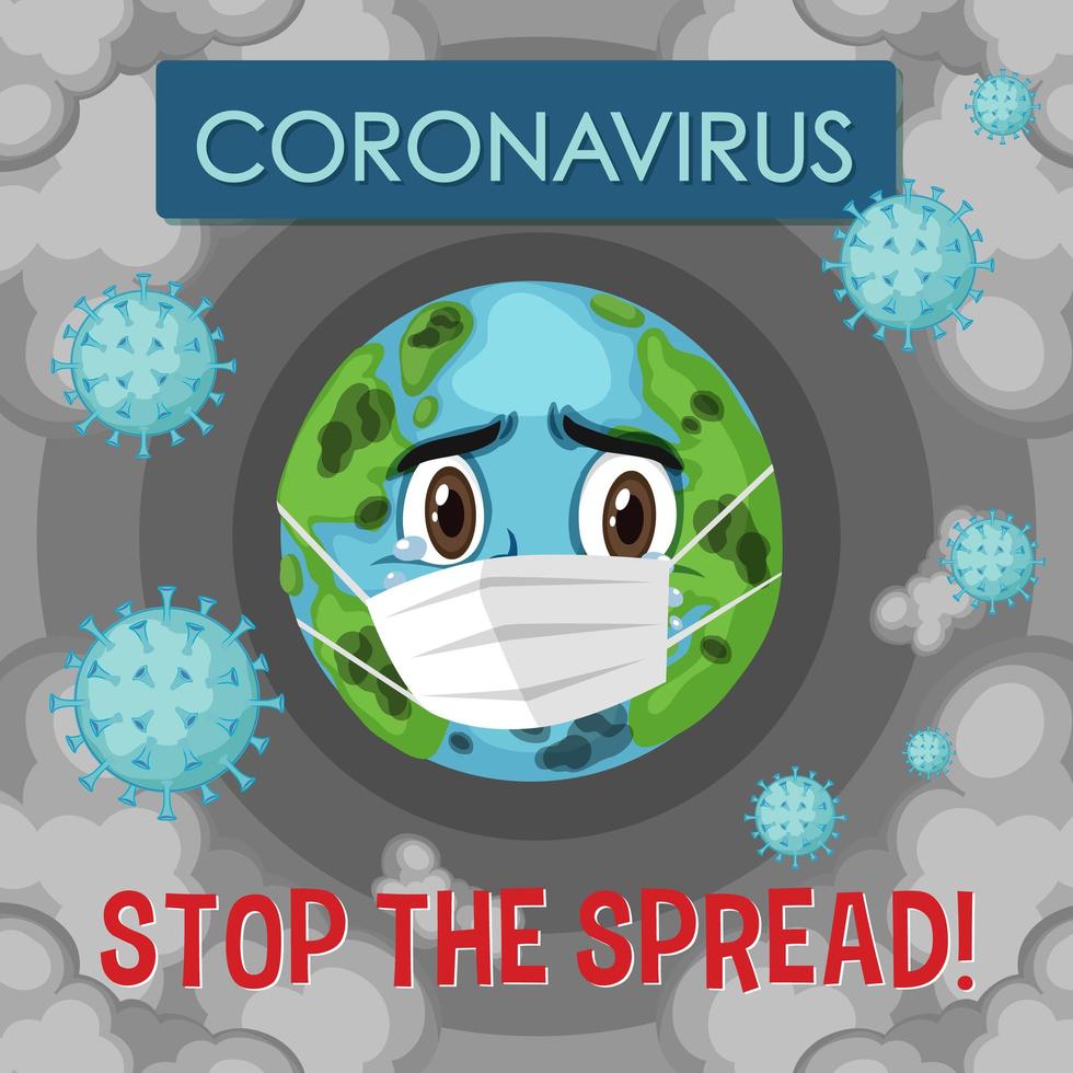 coronavirus detener la propagación del globo poster vector