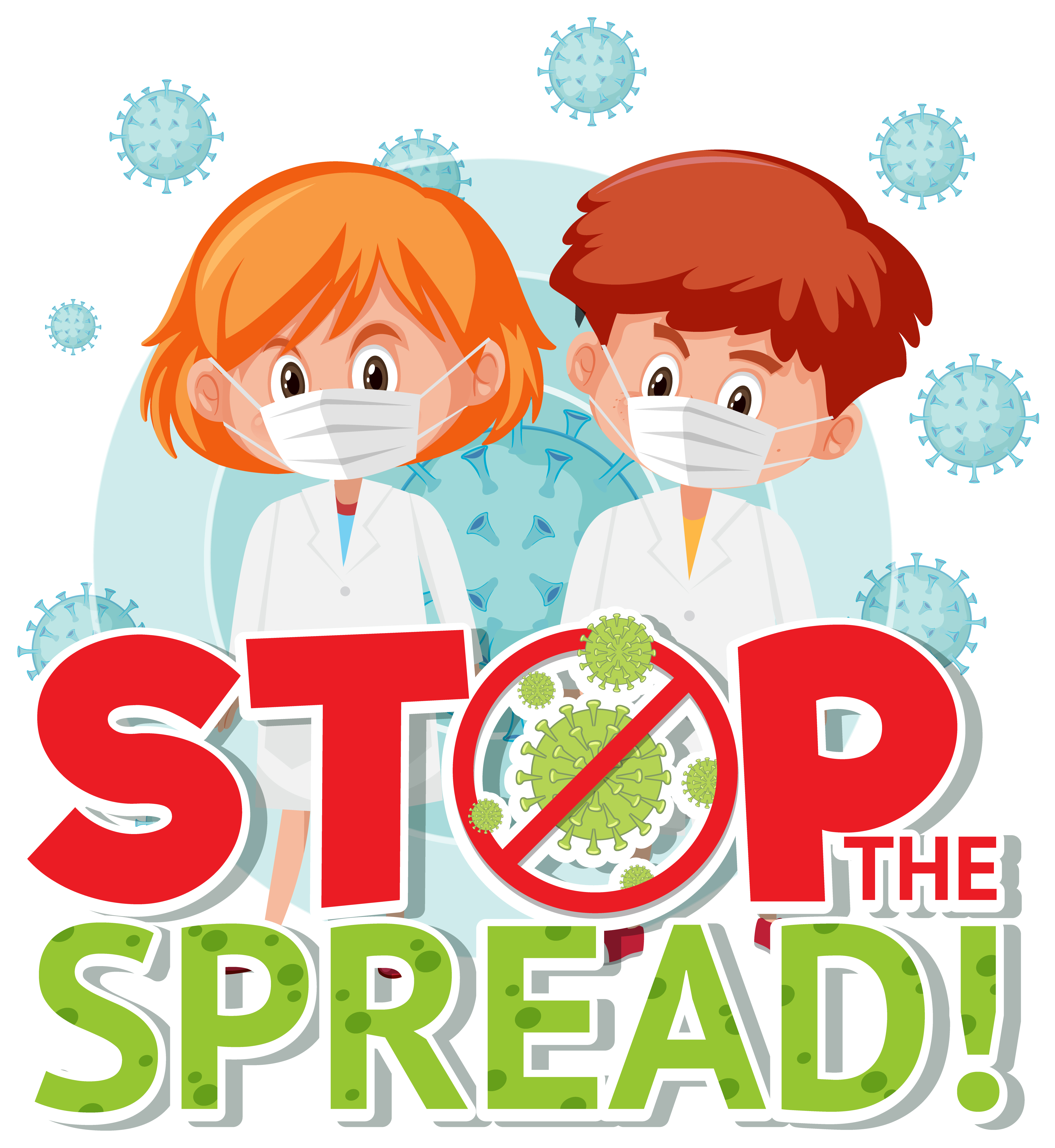 Stop The Spread Poster With Kids In Masks Vector Art At Vecteezy Stop The Spread Poster With Kids In Masks Vector Art At Vecteezy