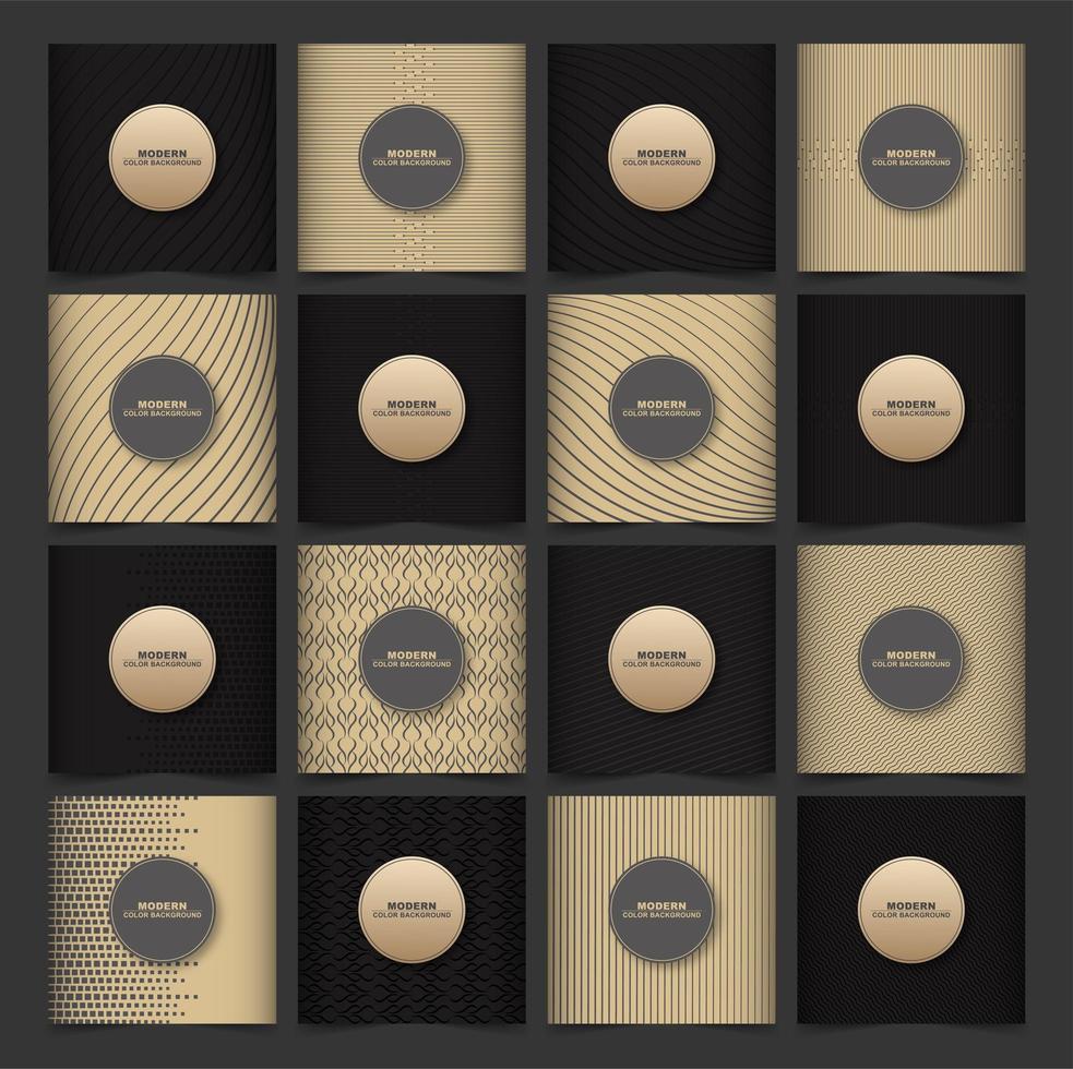 Gold and black premium cover set with patterns vector