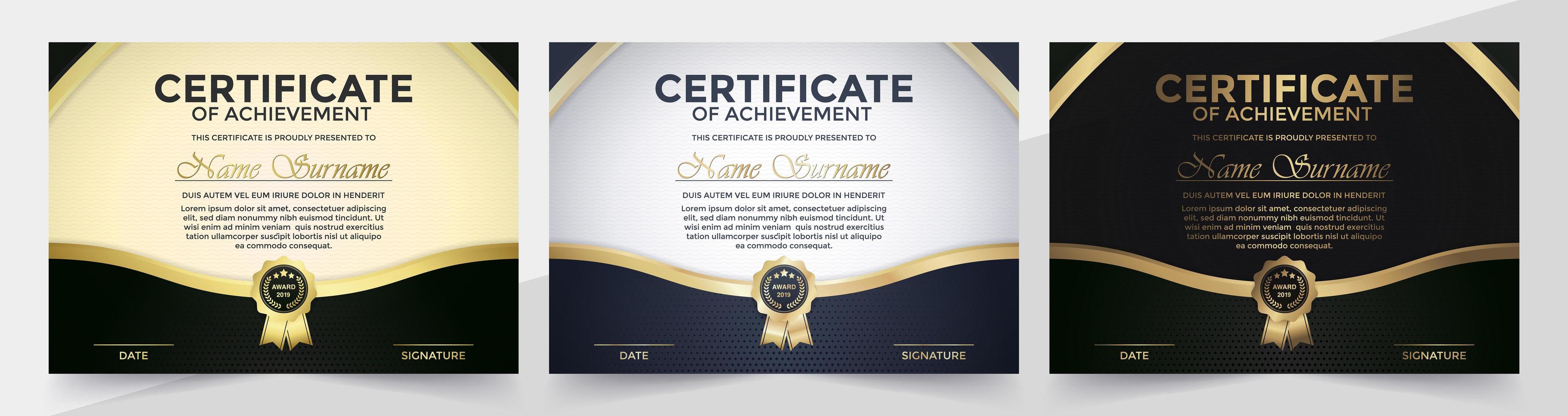 Black and gold certificate set vector