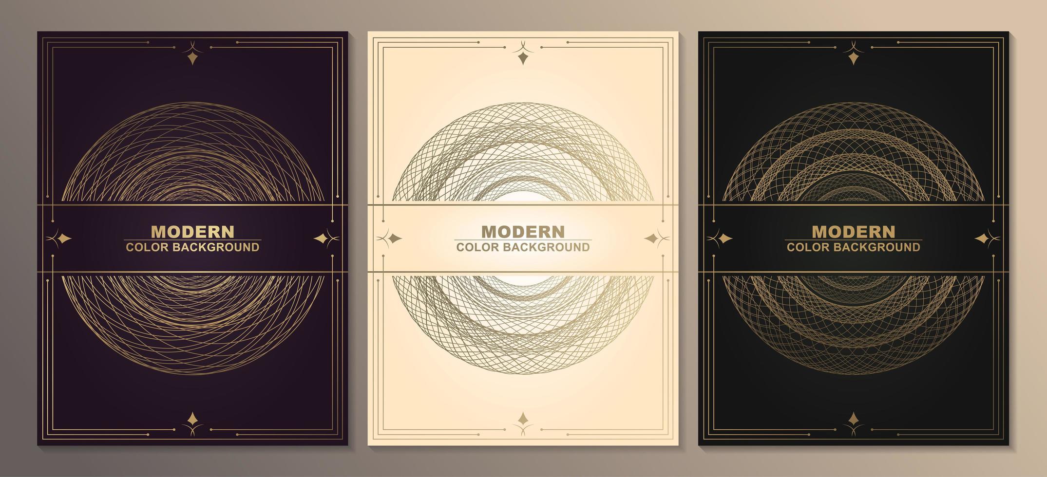 Antique style cards with gold circle patterns vector