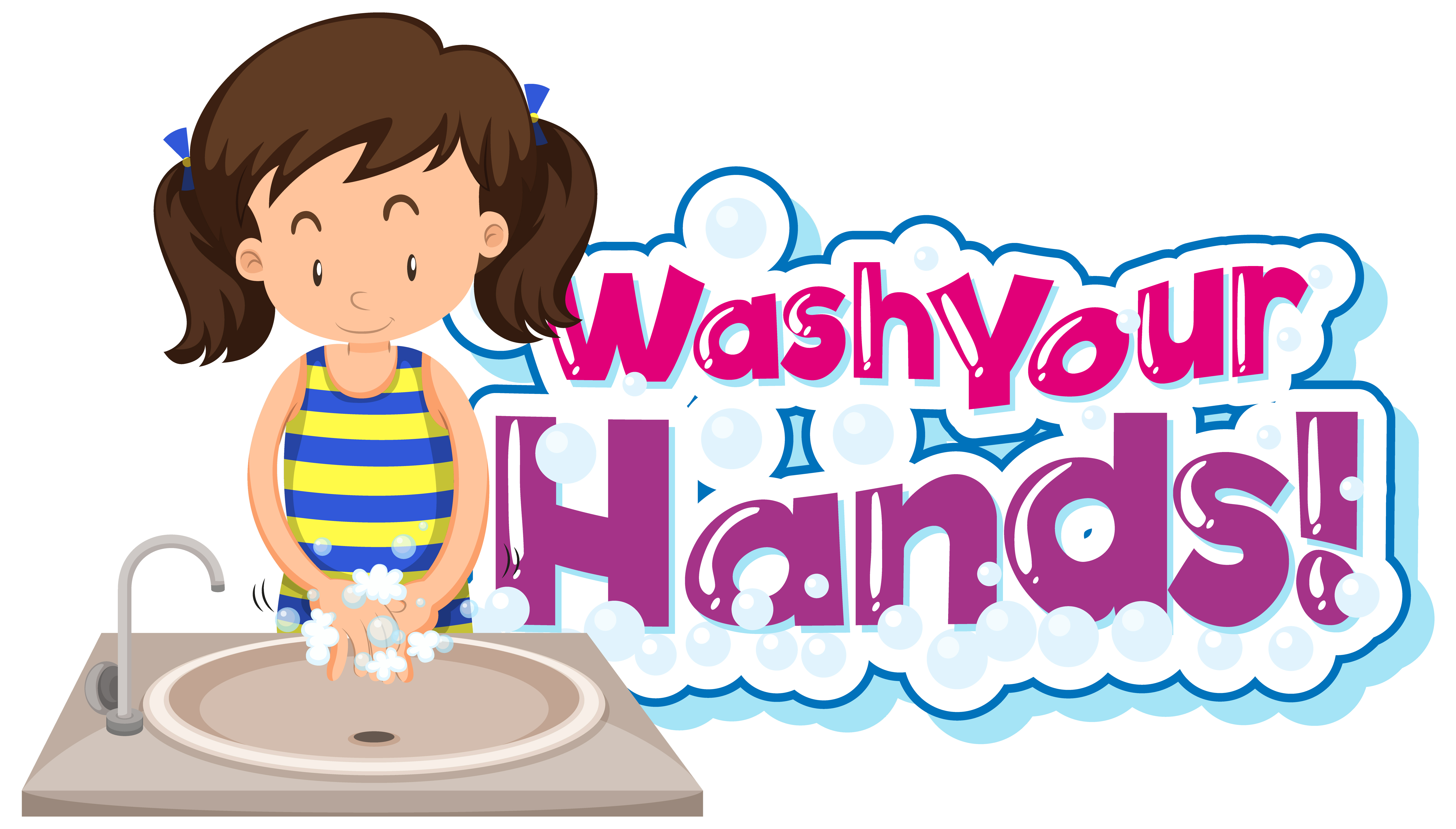 Wash Your Hands Sign Cartoon