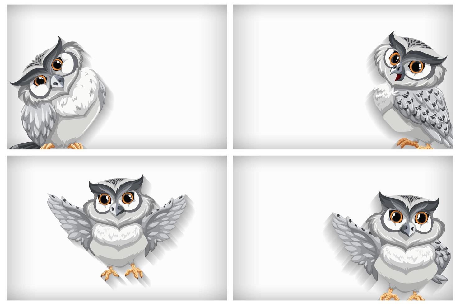 Background template set with  snow owl vector