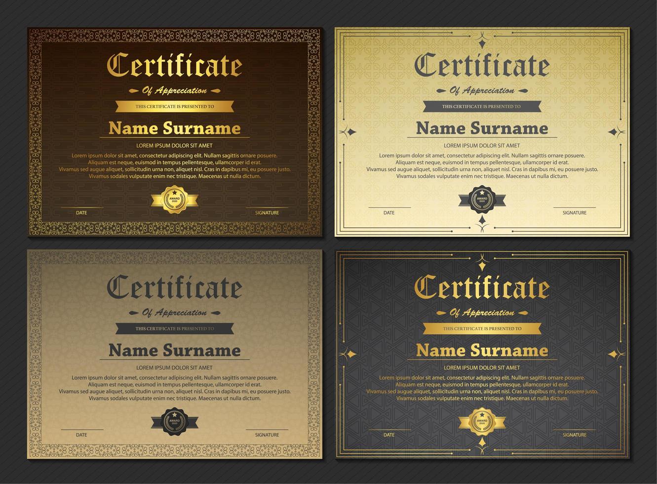 Certificate template set vector