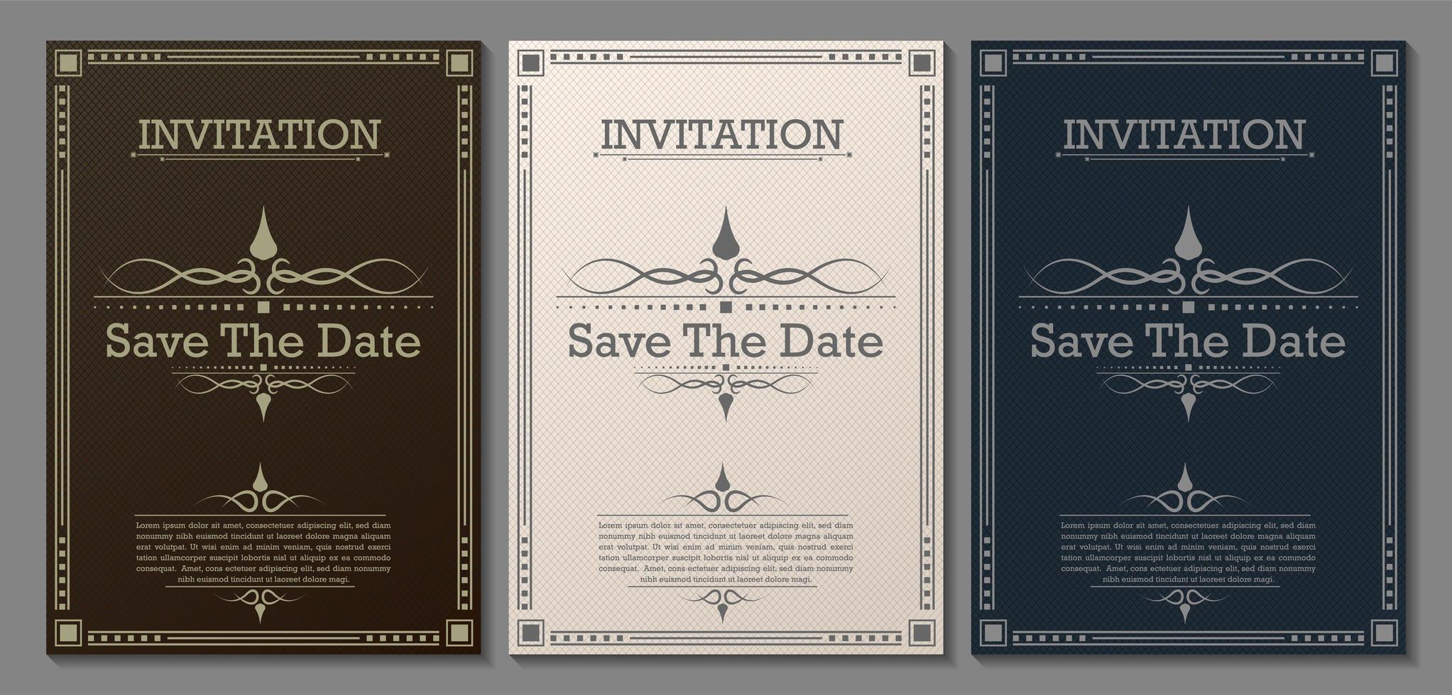 Luxury vintage save the date invitation templates vector