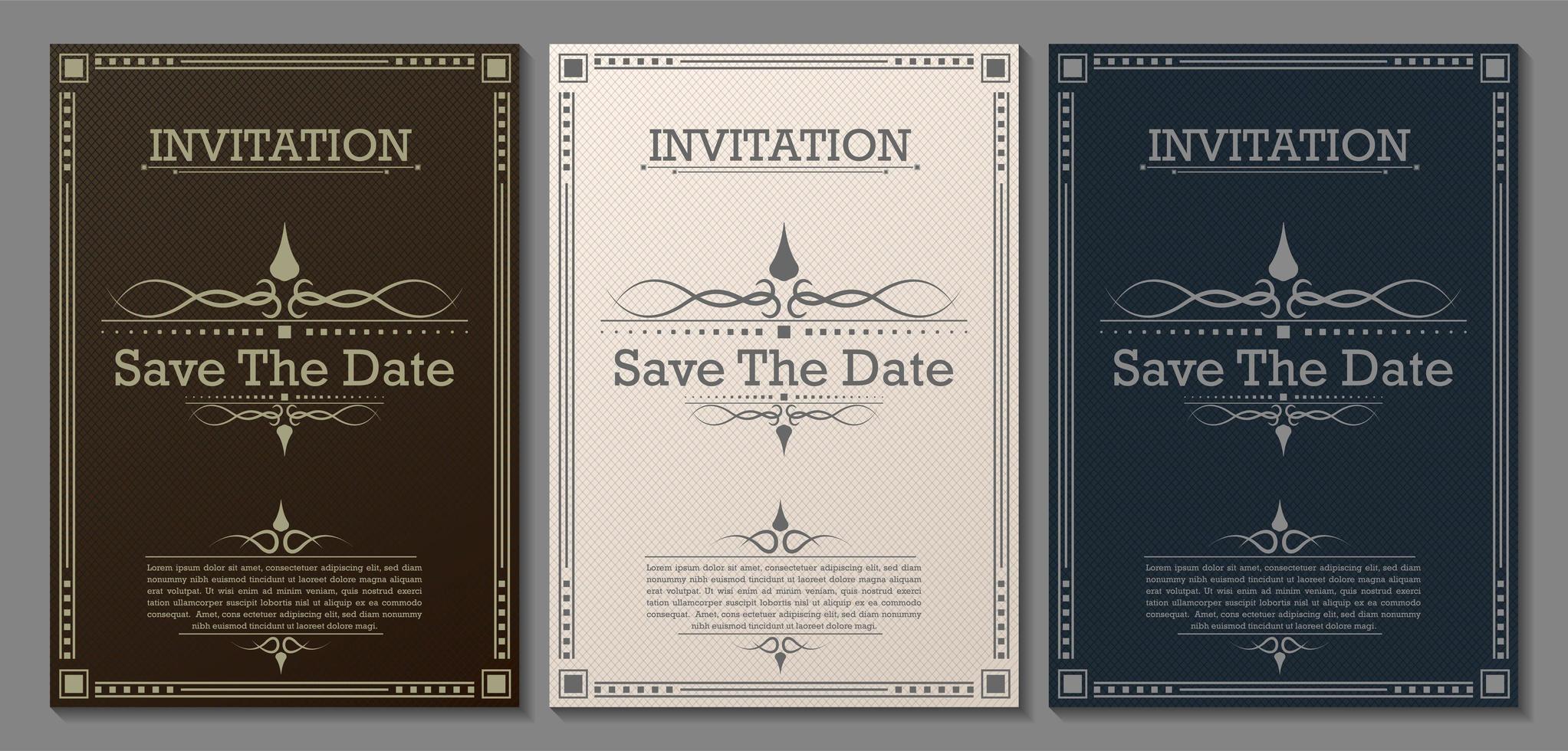 vintage de lujo guardar las plantillas de invitación de fecha vector