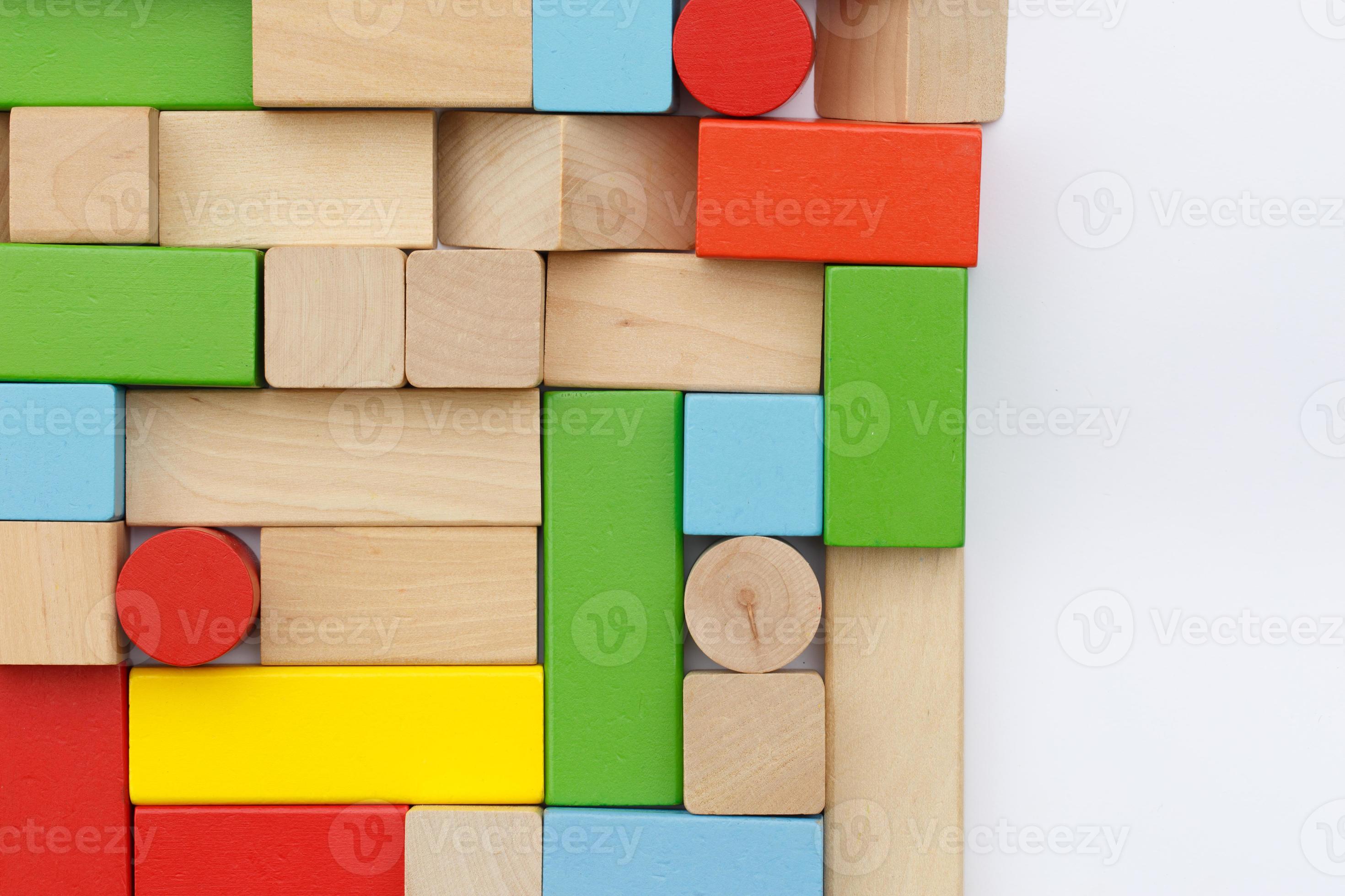 Wooden building blocks isolated on white background 1099270 Stock Photo