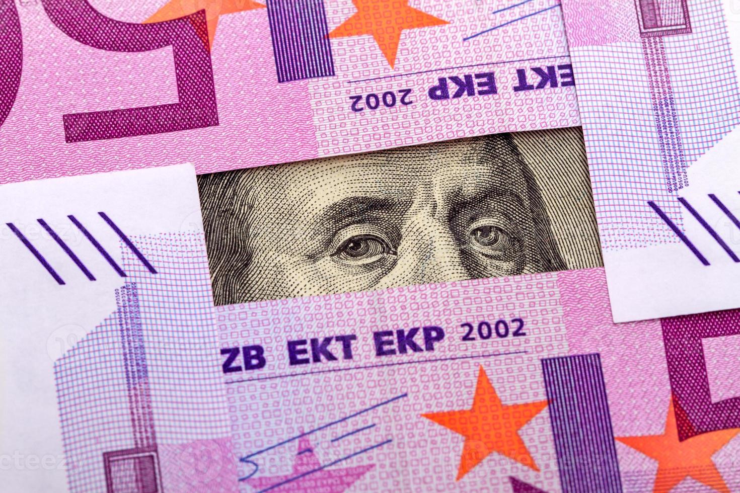 Eyes Benjamin Franklin and euros photo