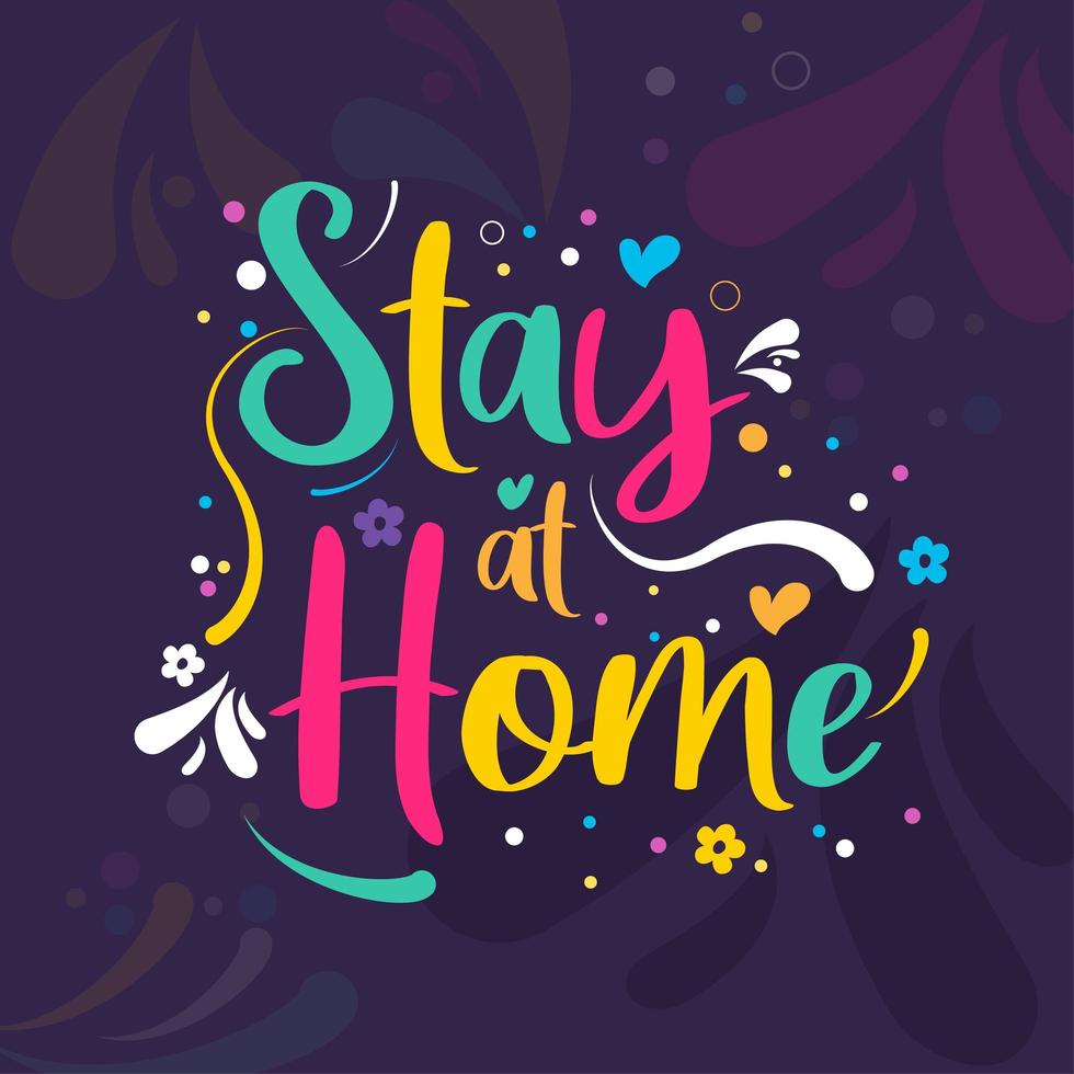 Stay at home colorful word art  vector