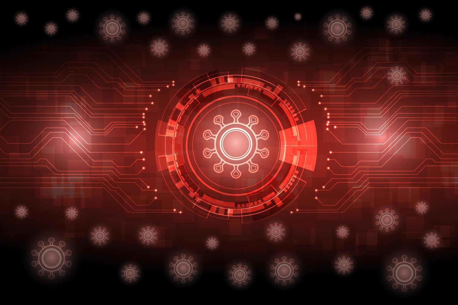 Red glowing futuristic virus background vector