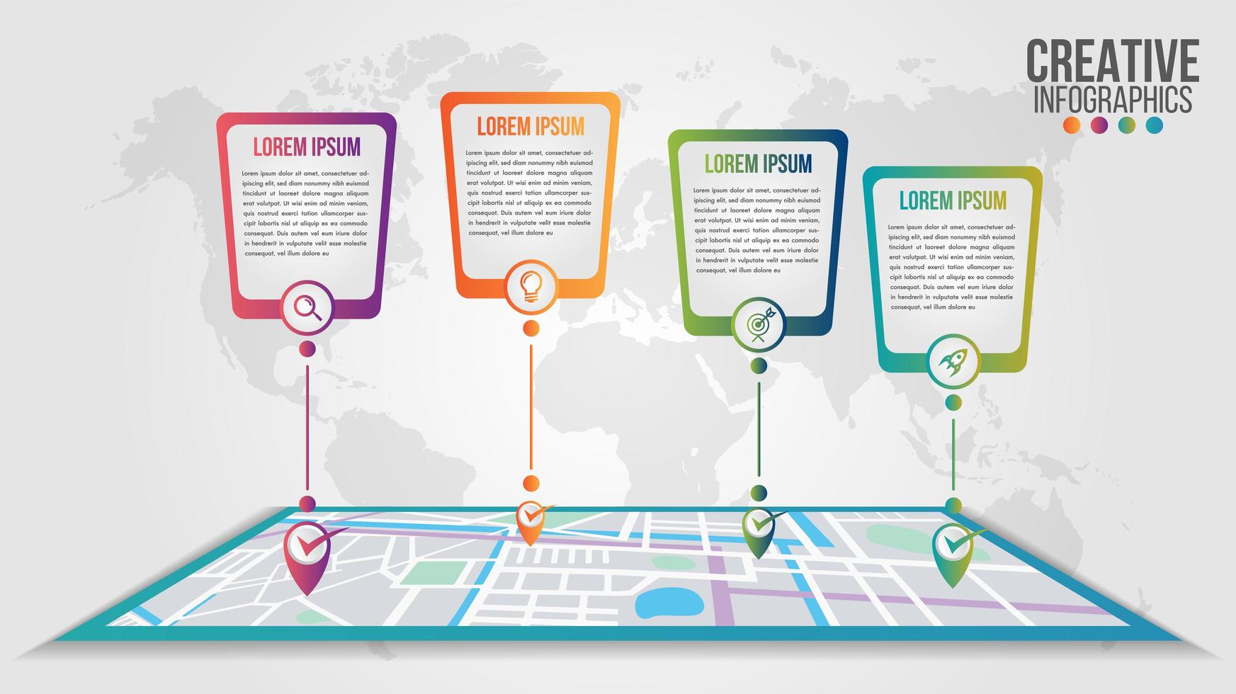 Infographic modern timeline over map design template vector