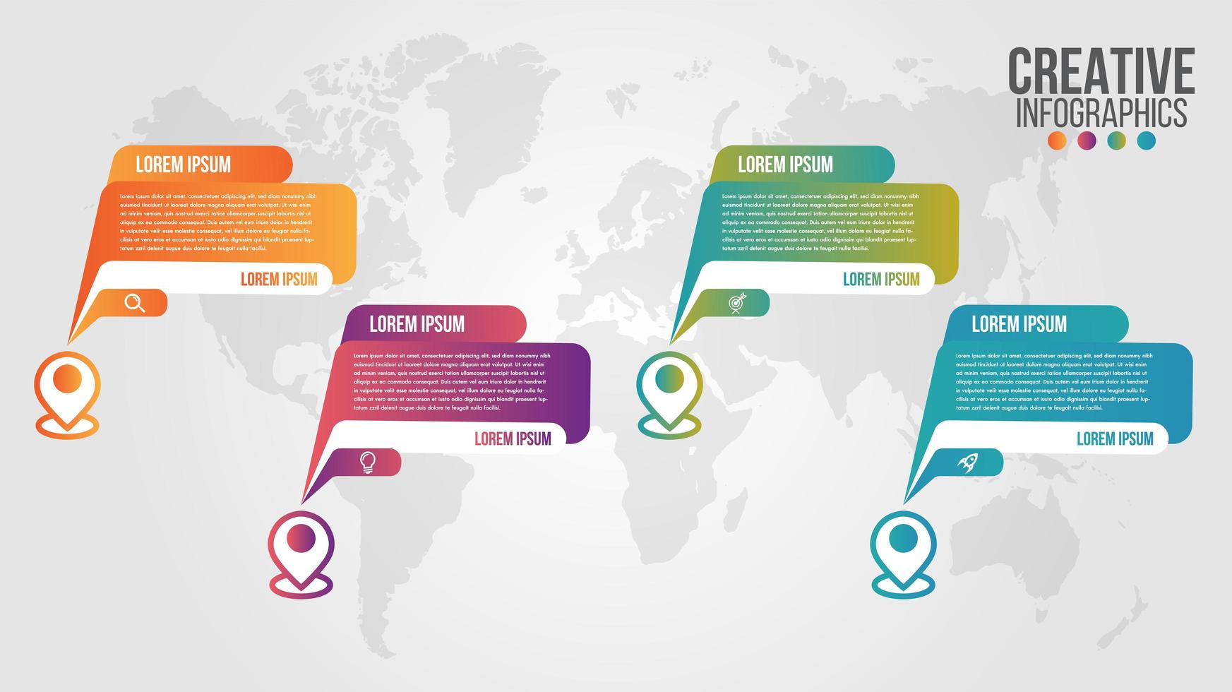 Four options timeline process template vector