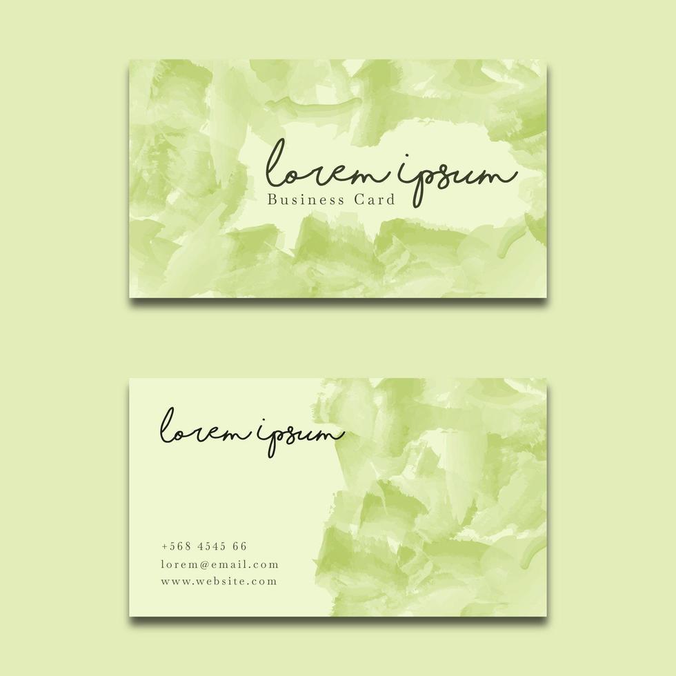Green Watercolor Brush Business Card Template vector