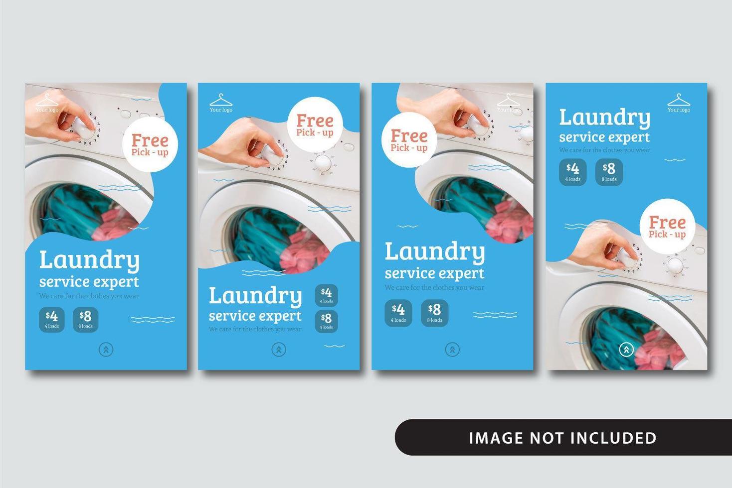 Modern Laundry Social Media Stories Template Set vector