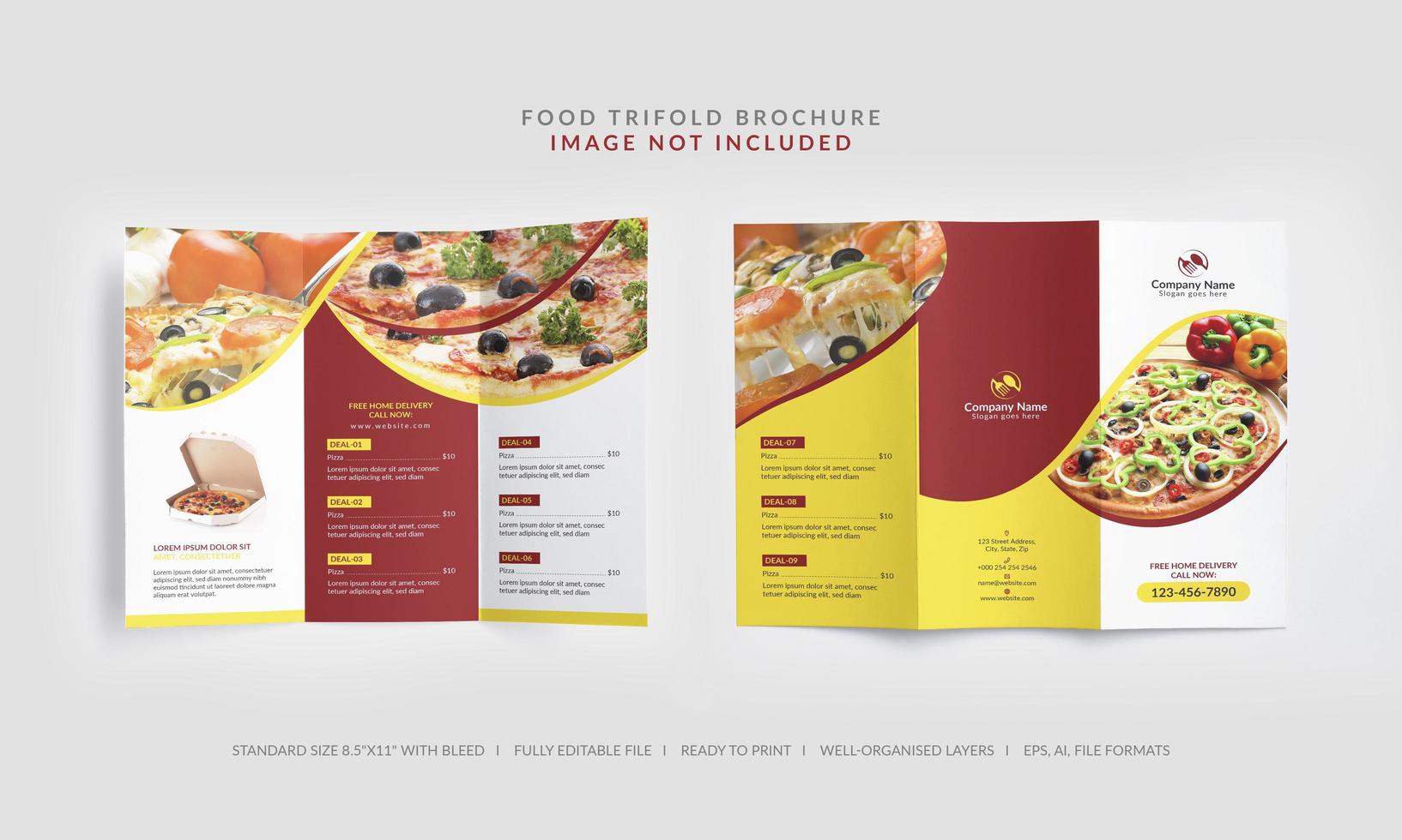 Trifold Brochure for food menu vector