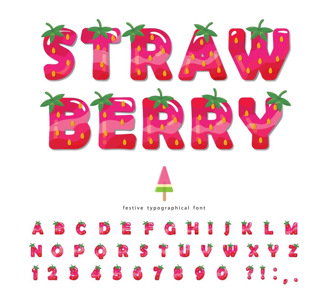 Strawberry summer font vector