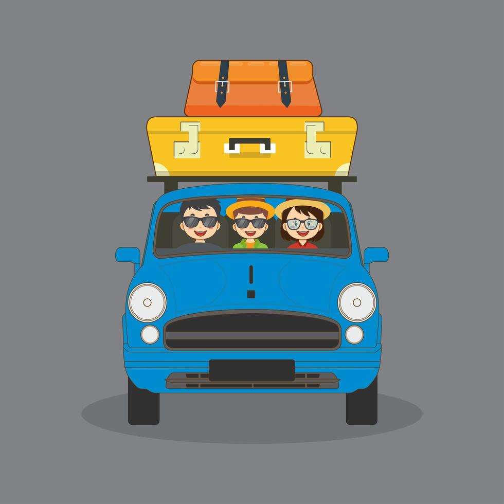 Family Travelling By Car  vector