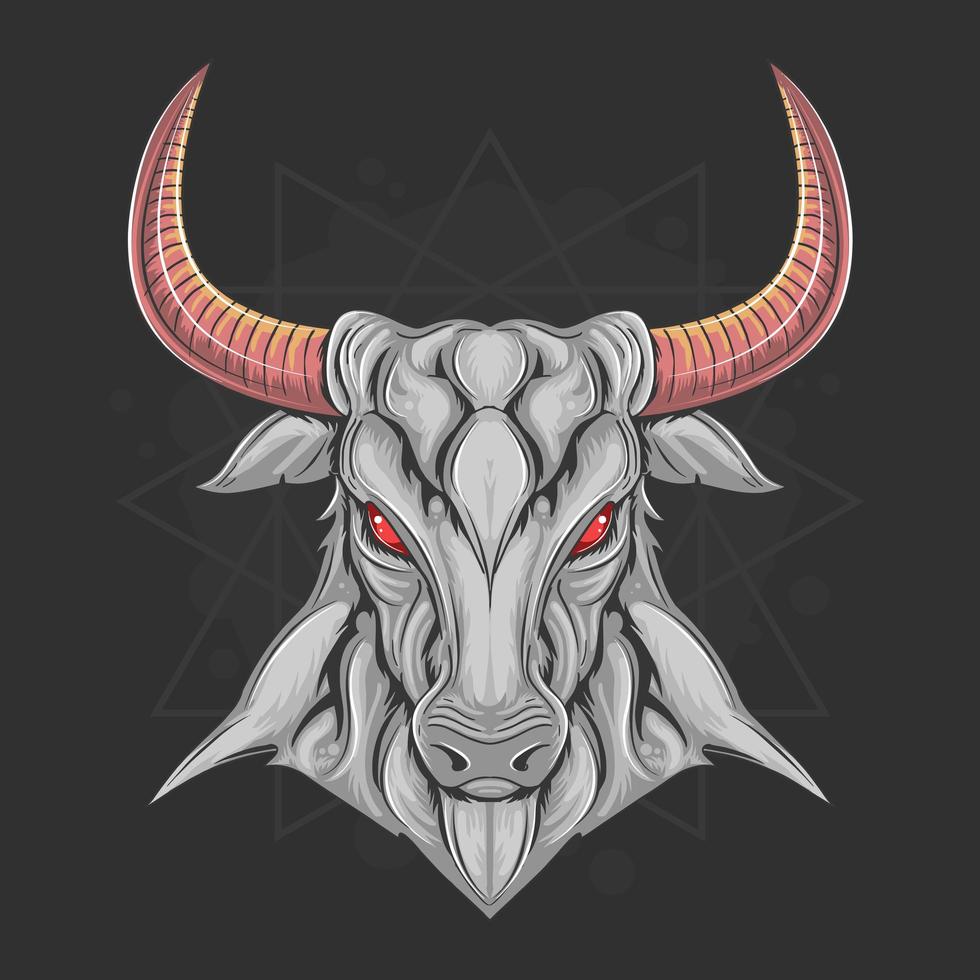 ilustraciones de diseño de camiseta de cabeza de toro vector