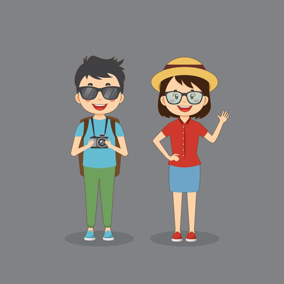 Couple Tourist Traveler Characters vector