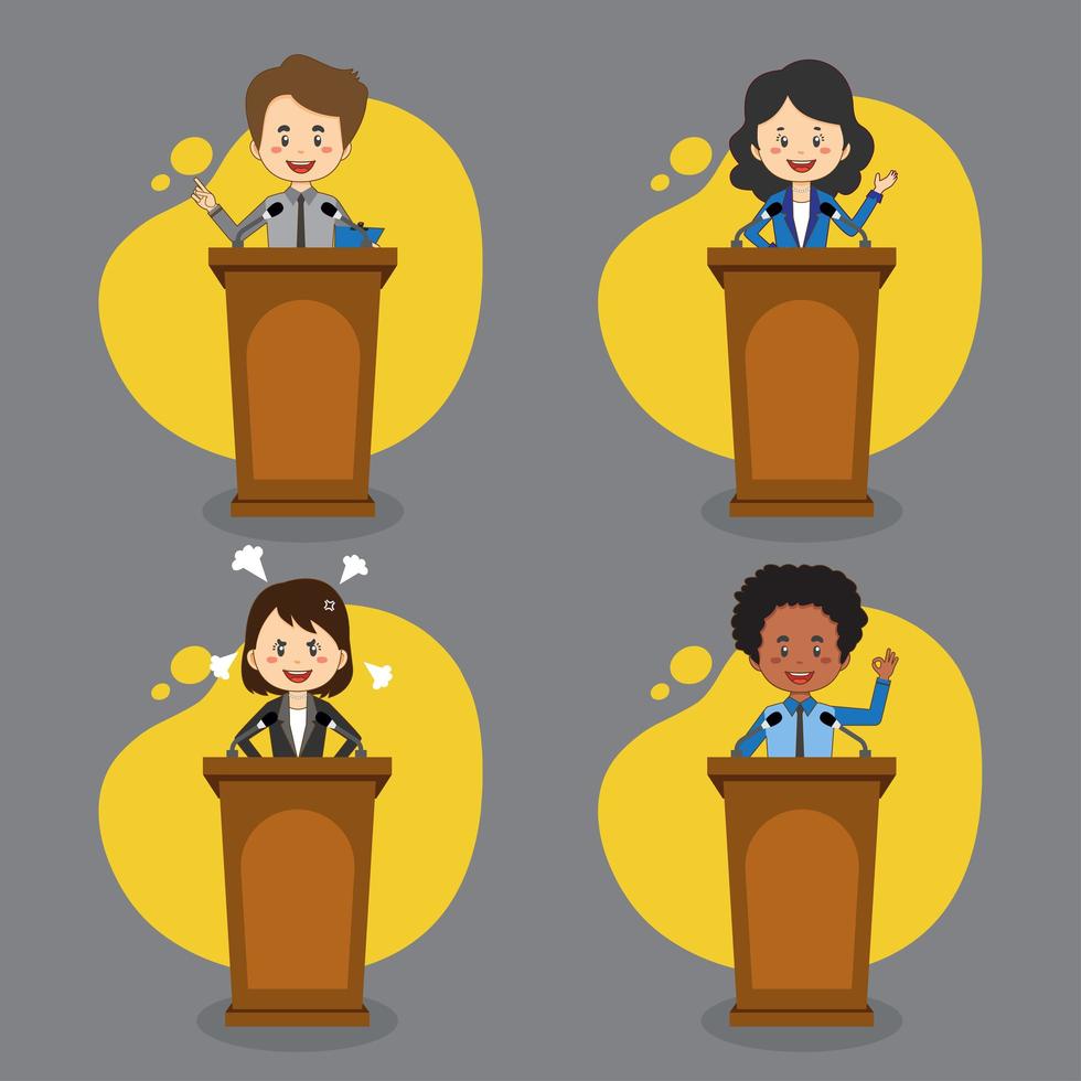 Set of Business People Speak On The Podium vector