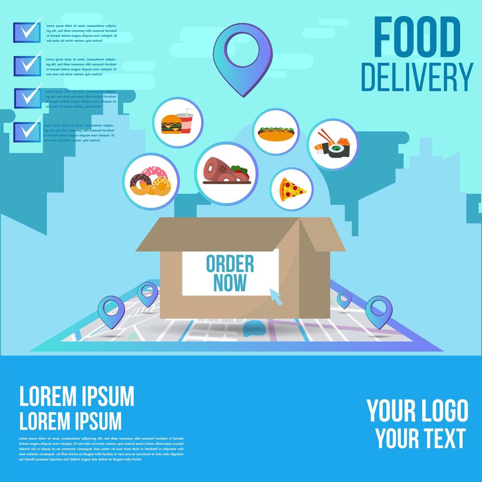Meal delivery order on map tracking design  vector