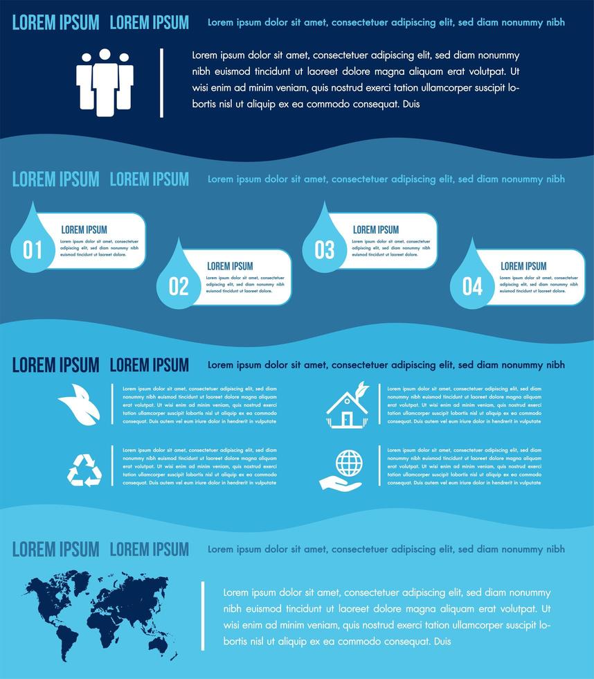 Water infographics elements template with charts vector