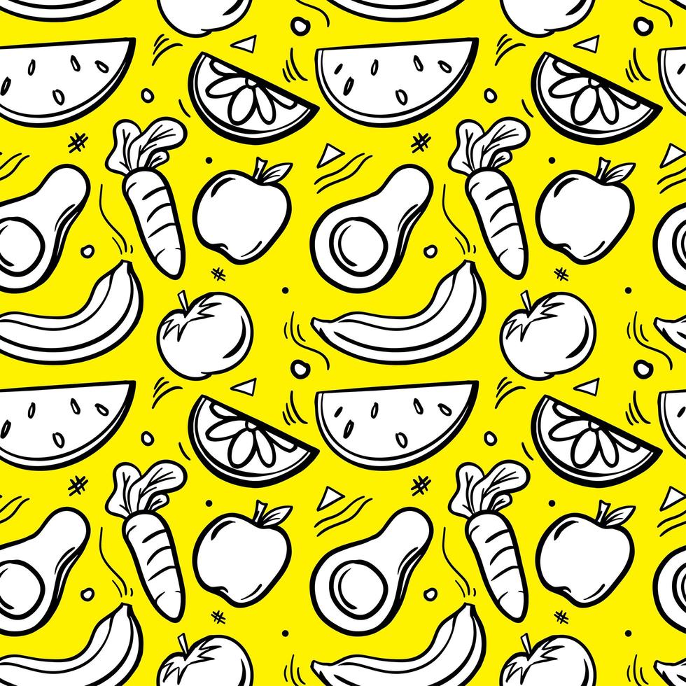Fruit and vegetables pattern vector