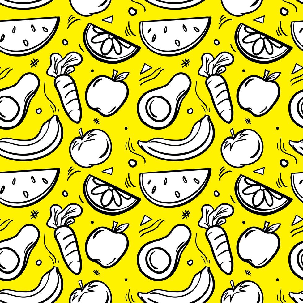 Fruit and vegetables pattern vector