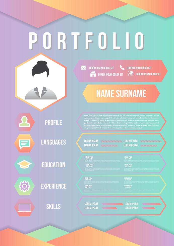 Portfolio resume infographics profile template  vector