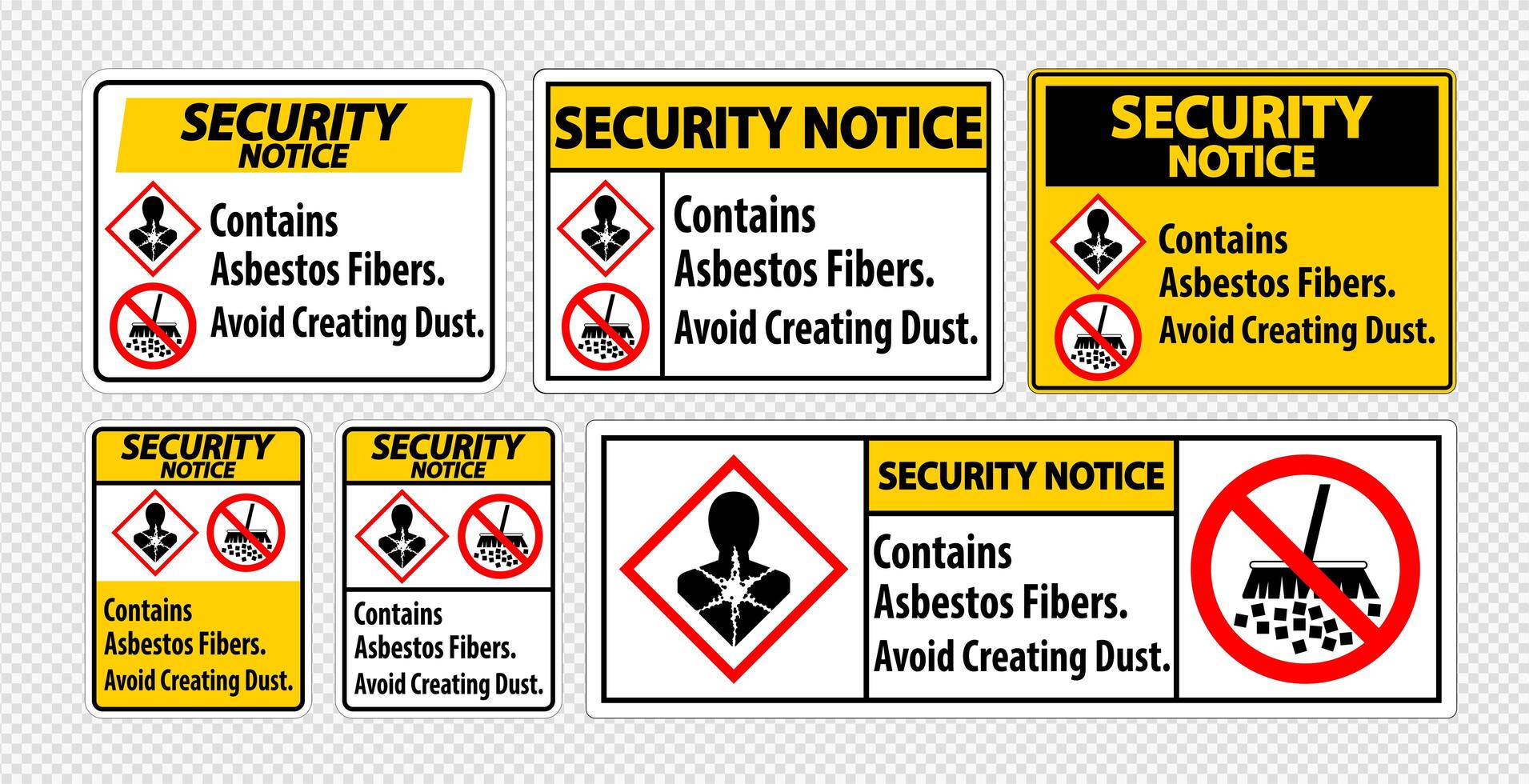 instrucciones de seguridad para evitar el asbesto vector