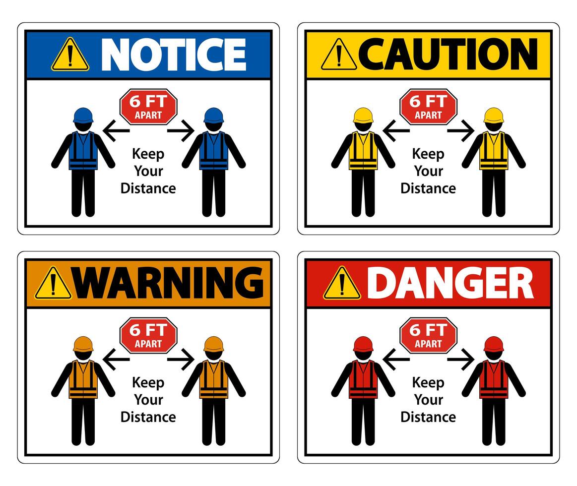 signo de construcción de distanciamiento social vector