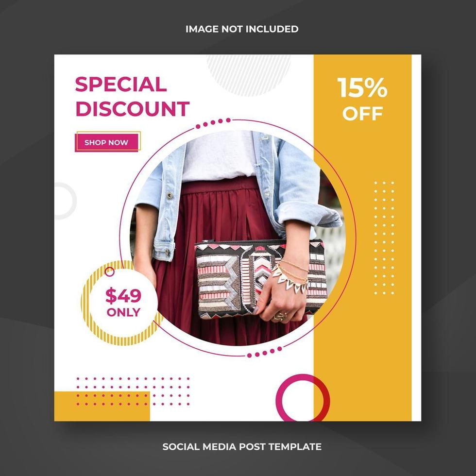 Fashion social media square banner template vector