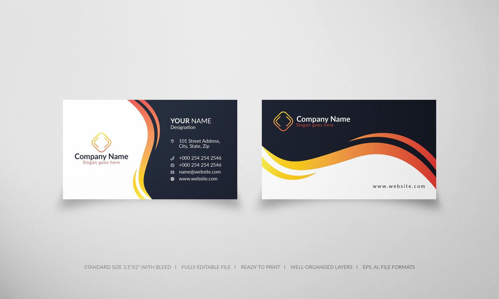 Abstract creative wave business card vector