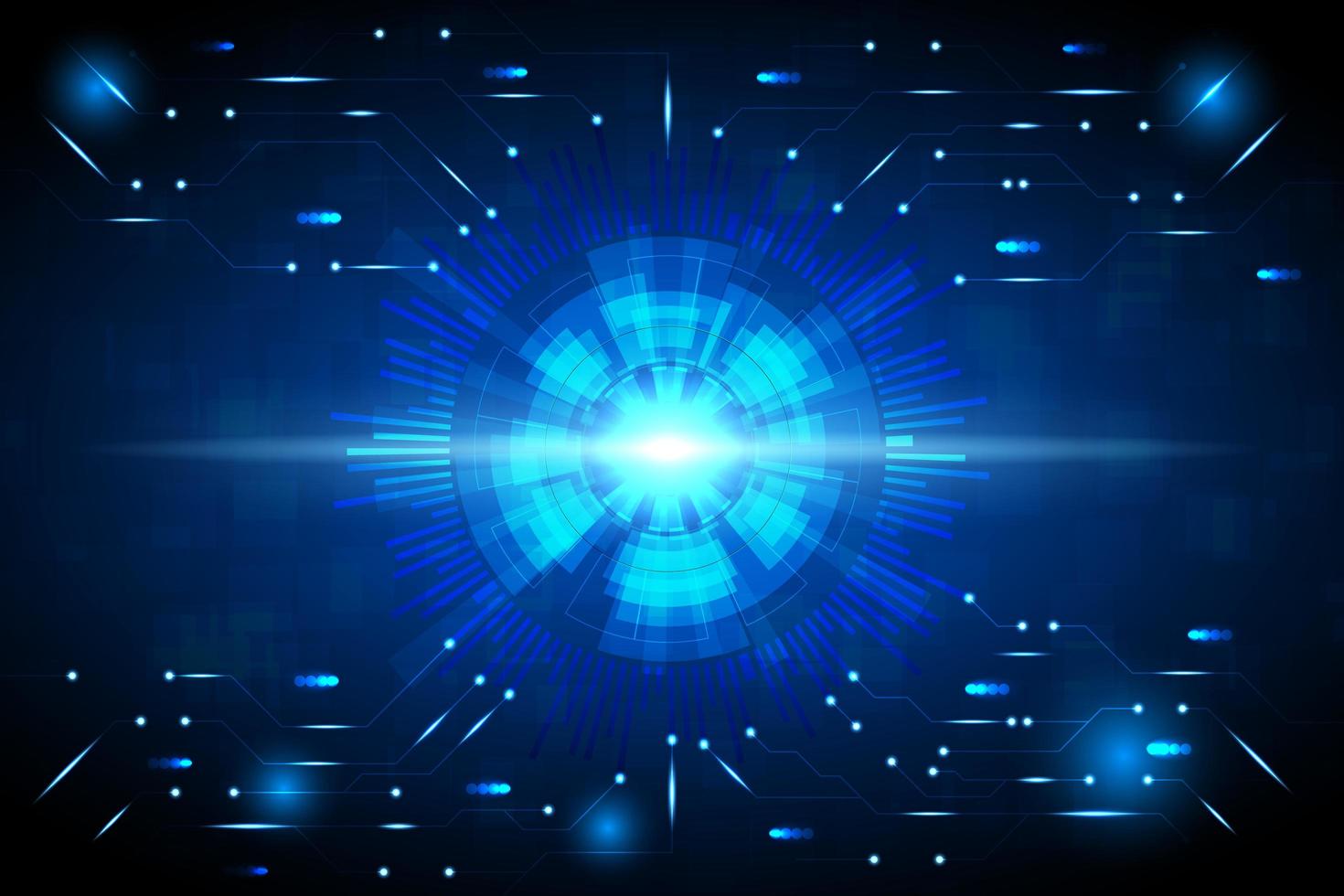 Abstract blue glowing round technology background vector