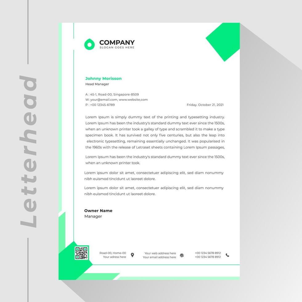 Green Shape Business Letterhead Template vector