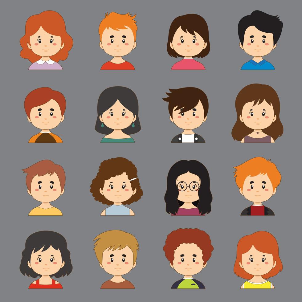 A Set Of Colorful Collection With Great Variety Avatars vector