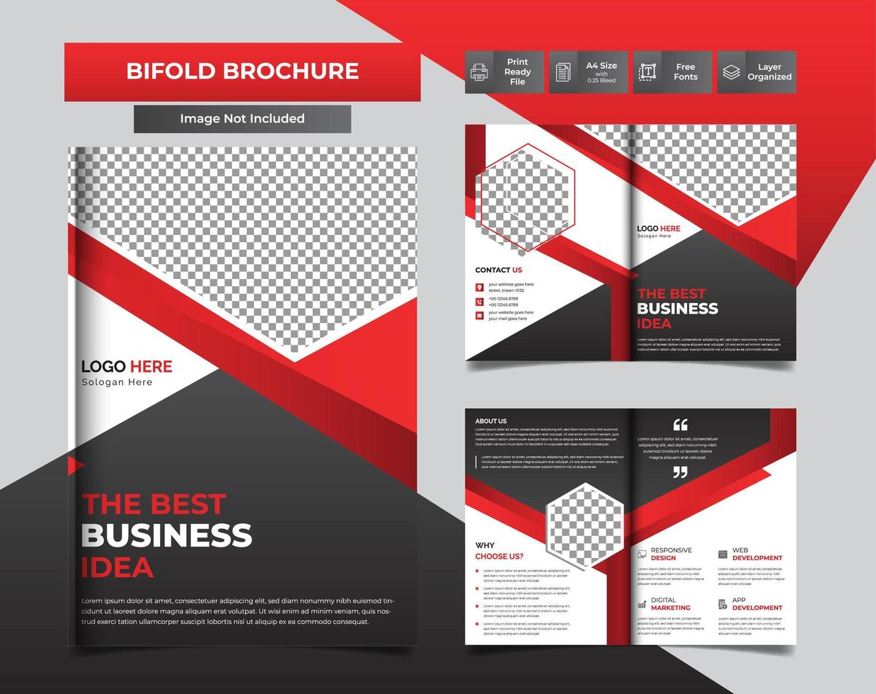 Red Modern business bi-fold  vector