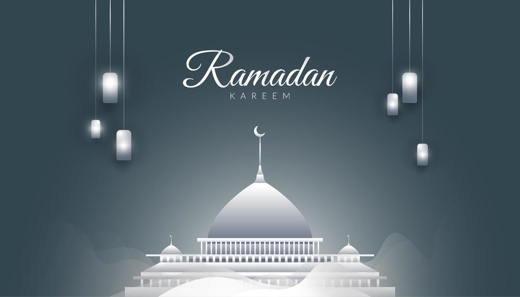 fondo gris ramadan kareem vector