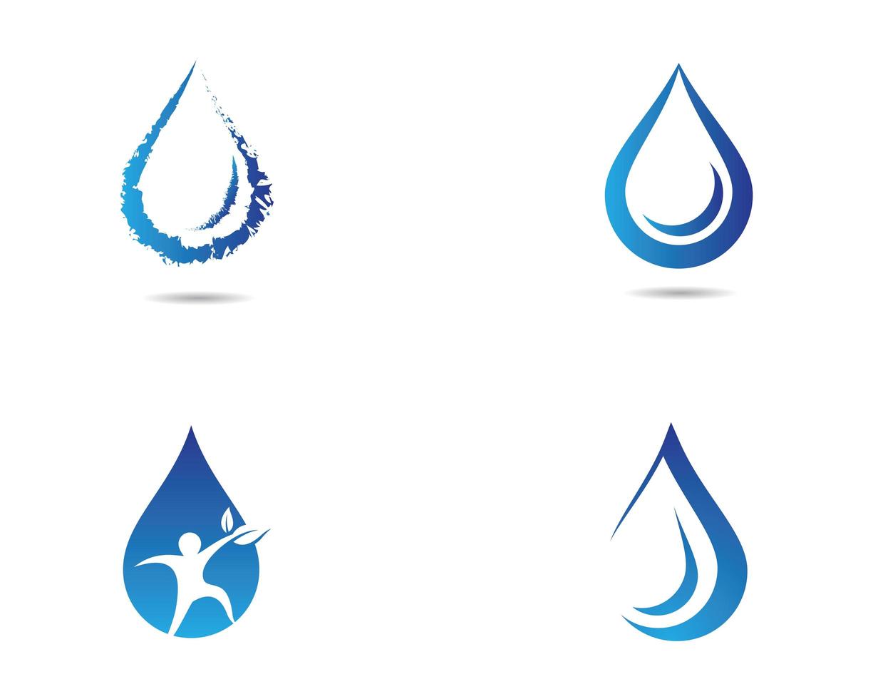 Water drop blue white icon set  vector