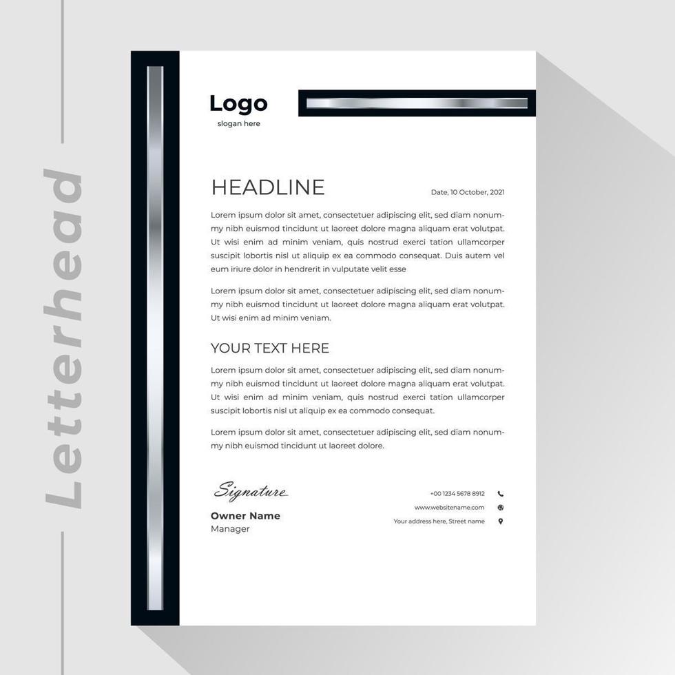 Silver, Black Business Letterhead Template vector