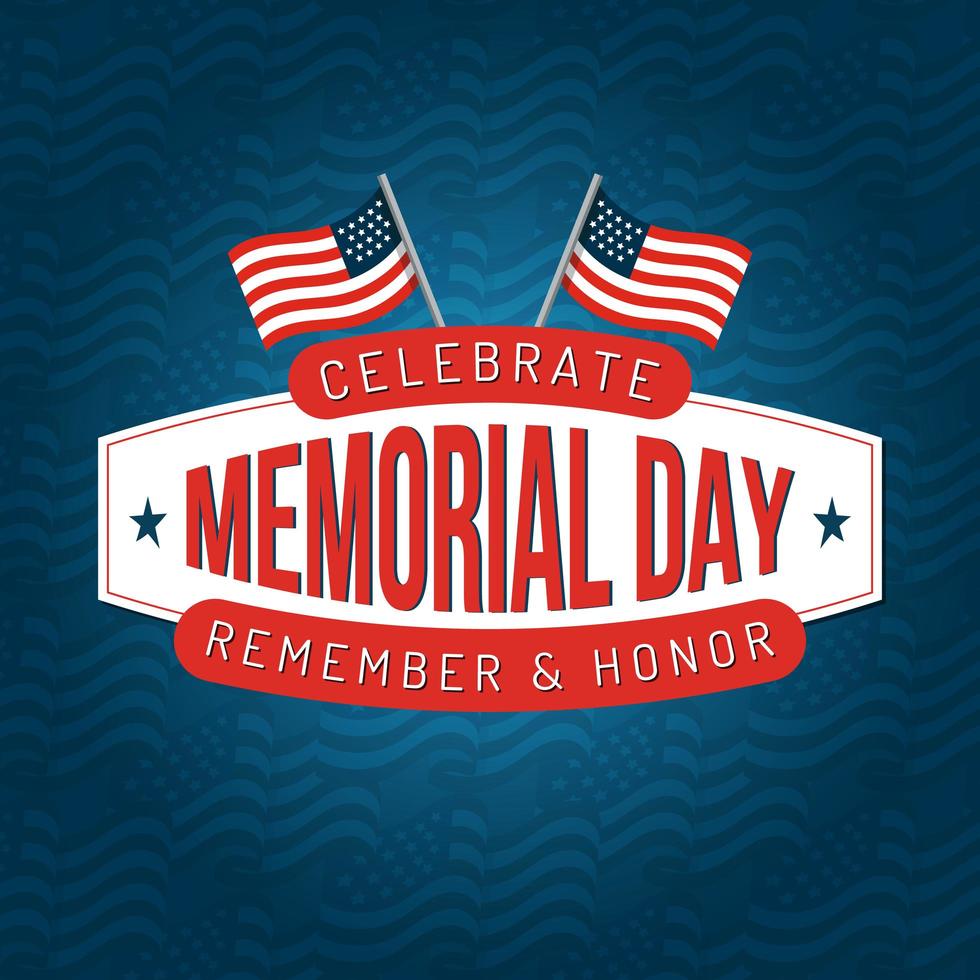 Memorial day square poster design with american flags vector