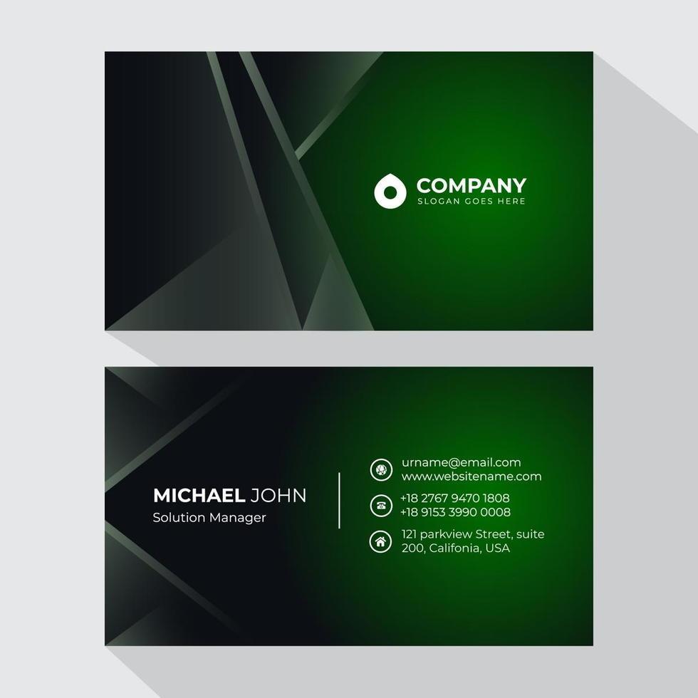 Green, Dark Gray Business Card Template vector